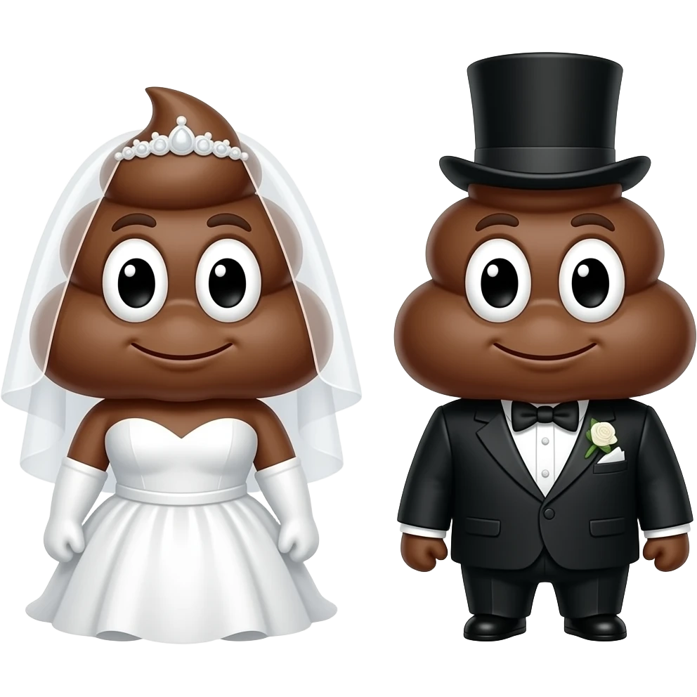 poop emojis dressed as bride and groom emoji