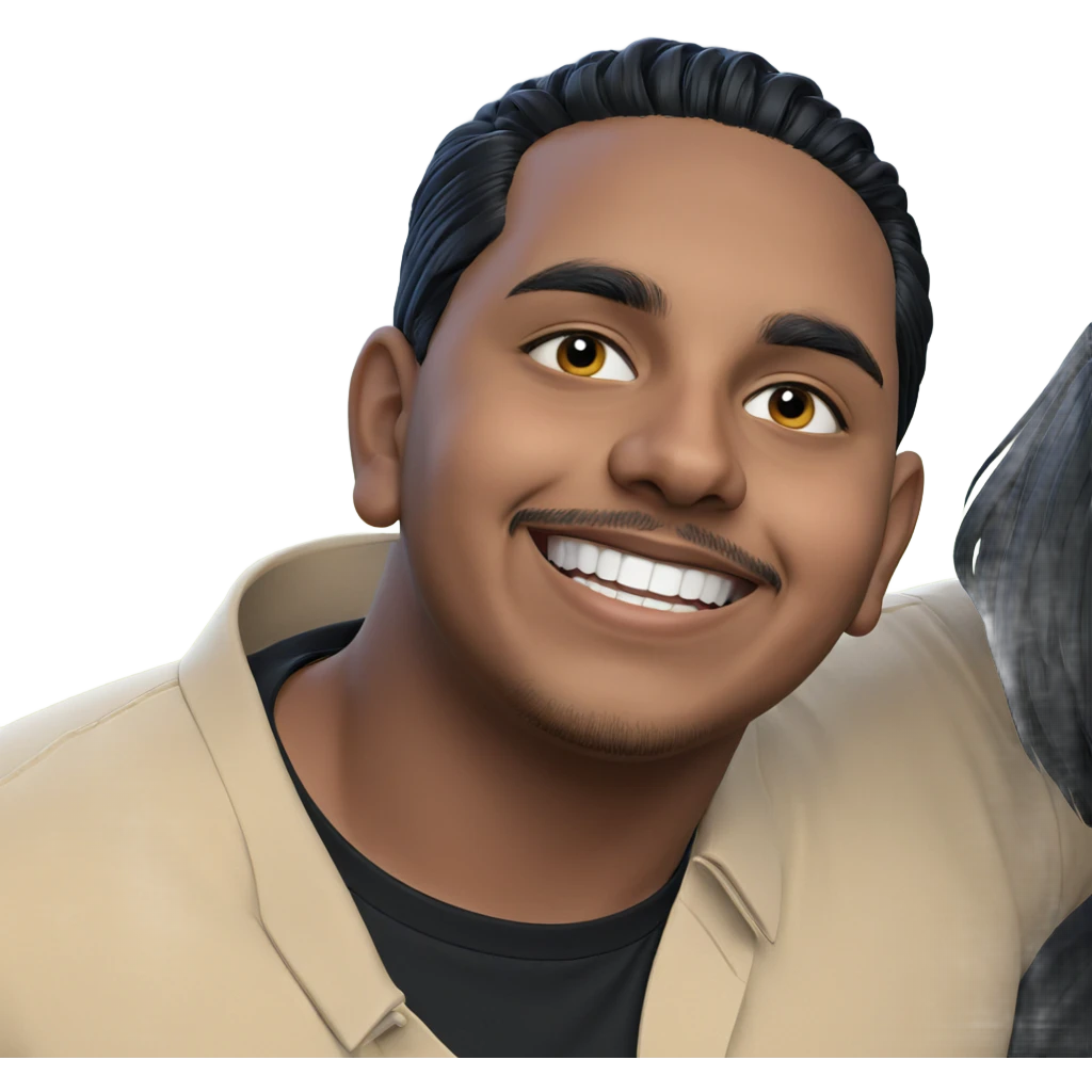 smiling male with black shirt emoji