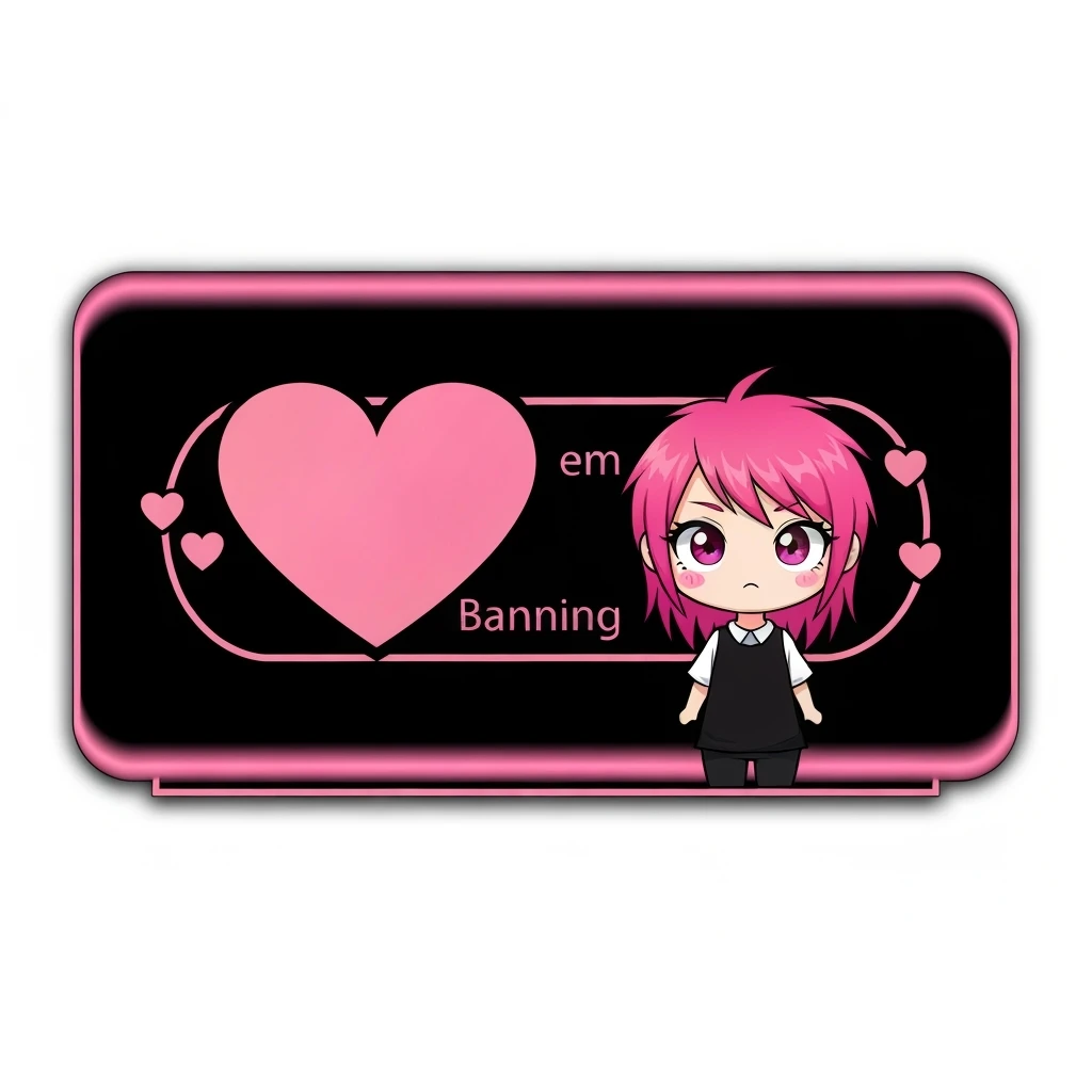 emo banner with a heart accent, cute, expressive emoji