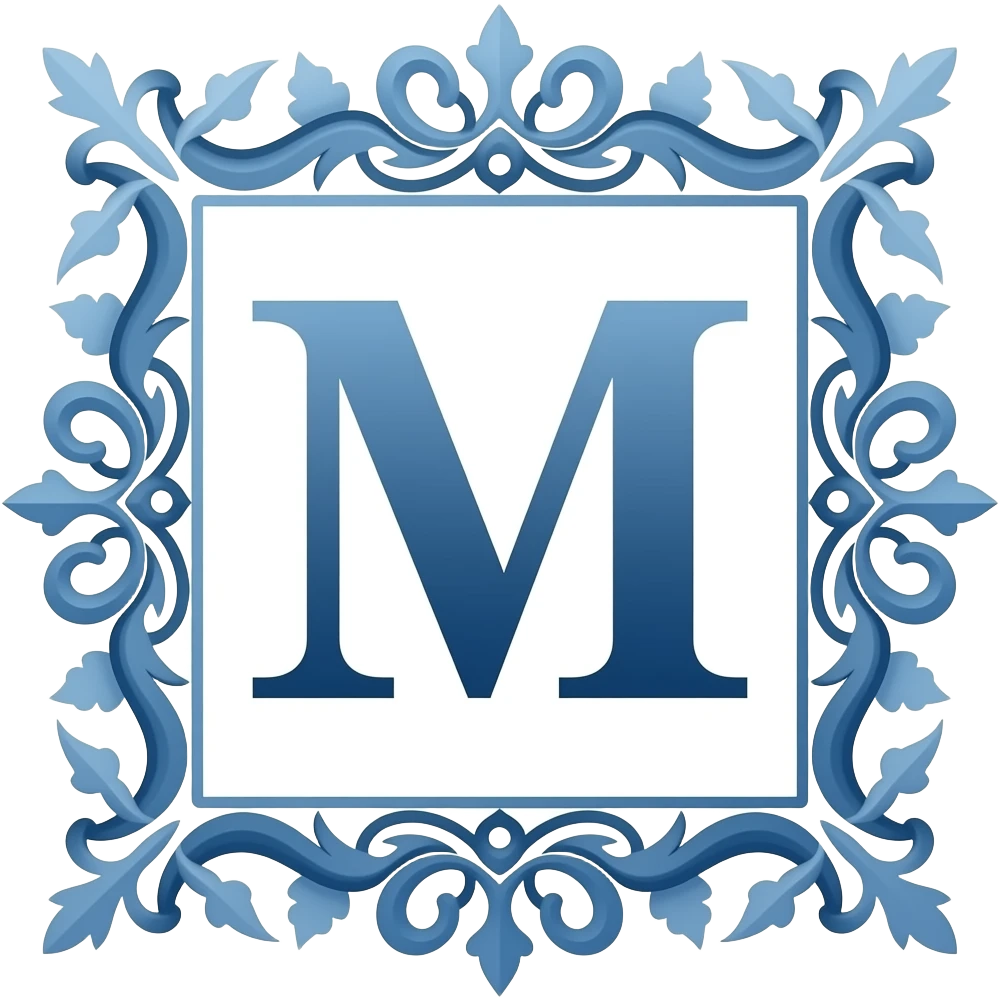 quero uma logo com adornos na cor azul, no estilo syberpunk com as letras "M" e "R" emoji