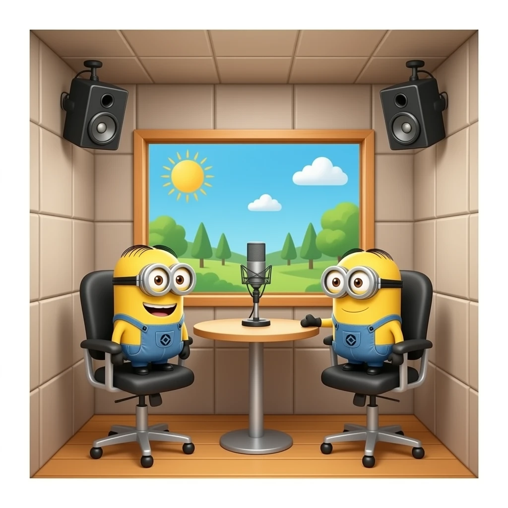 cabine de estúdio de gravação Minions emoji