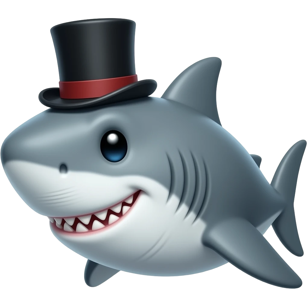 Shark with a top hat emoji