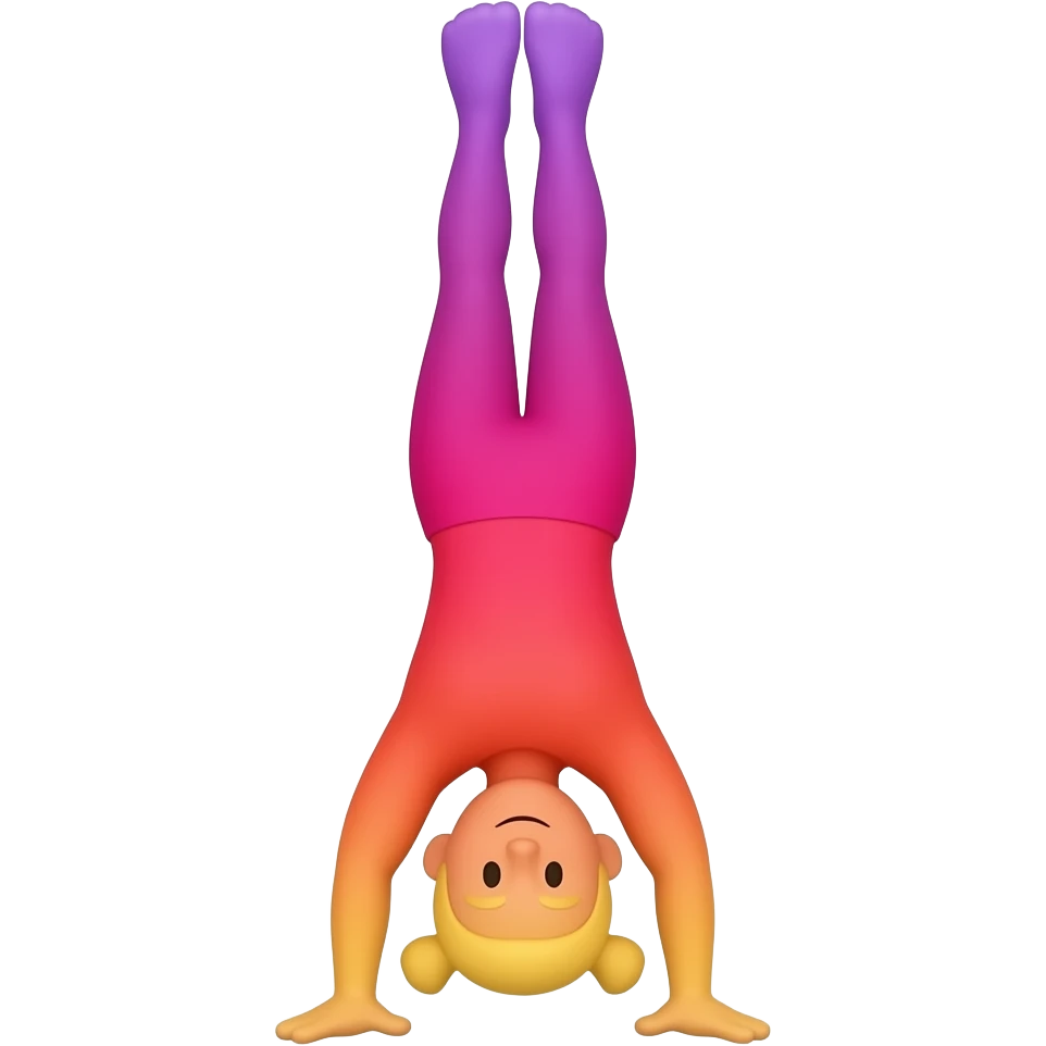handstand. graident filled colours purple / pink /red/ orange to yellow emoji