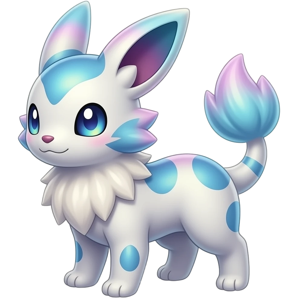 Colorful Iridescent Luminscent Groovy Cool Pretty Ethereal Absol-Trico-Zorua-Manectric-Litten-Fakémon-hybrid full body emoji