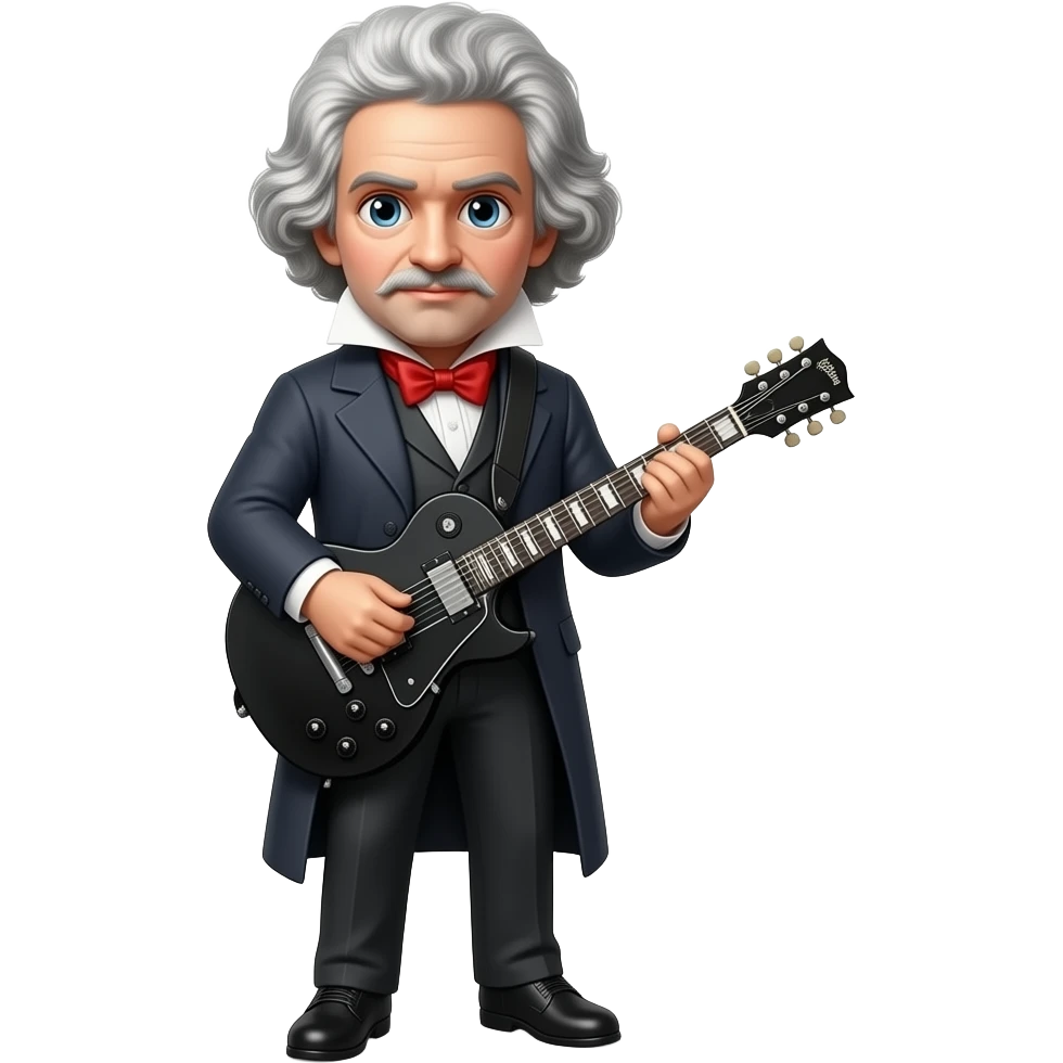 Ludwig Beethoven with black metal electric guitar full body emoji