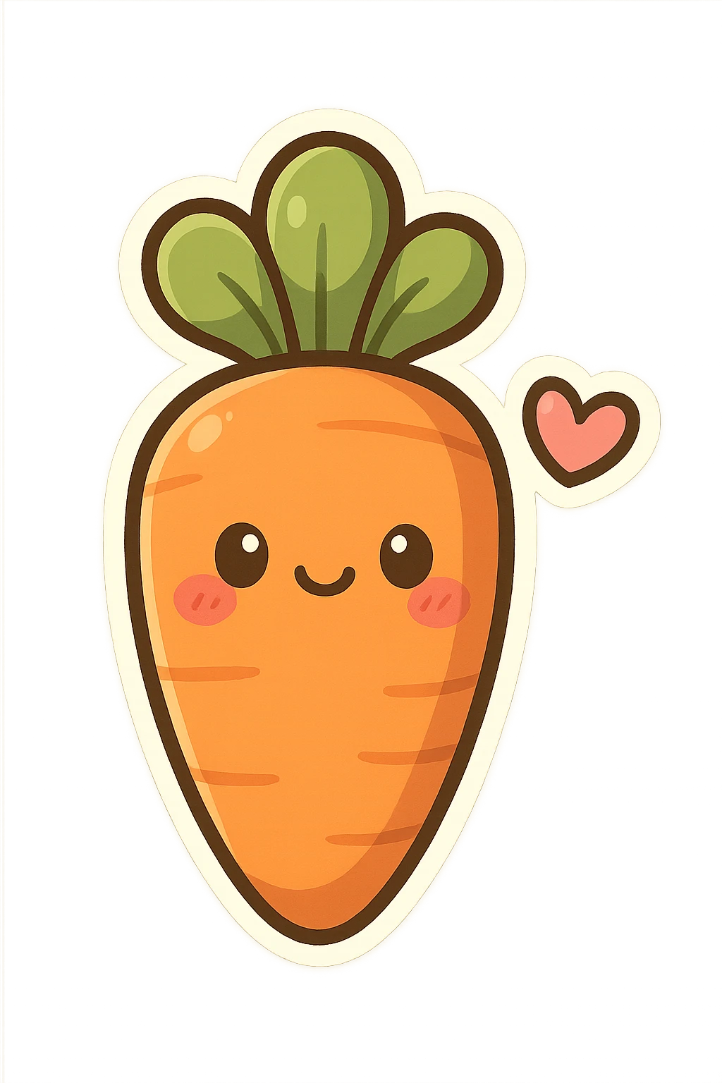 chibi sticker-style carrot with a heart accent, cute and exaggerated emoji