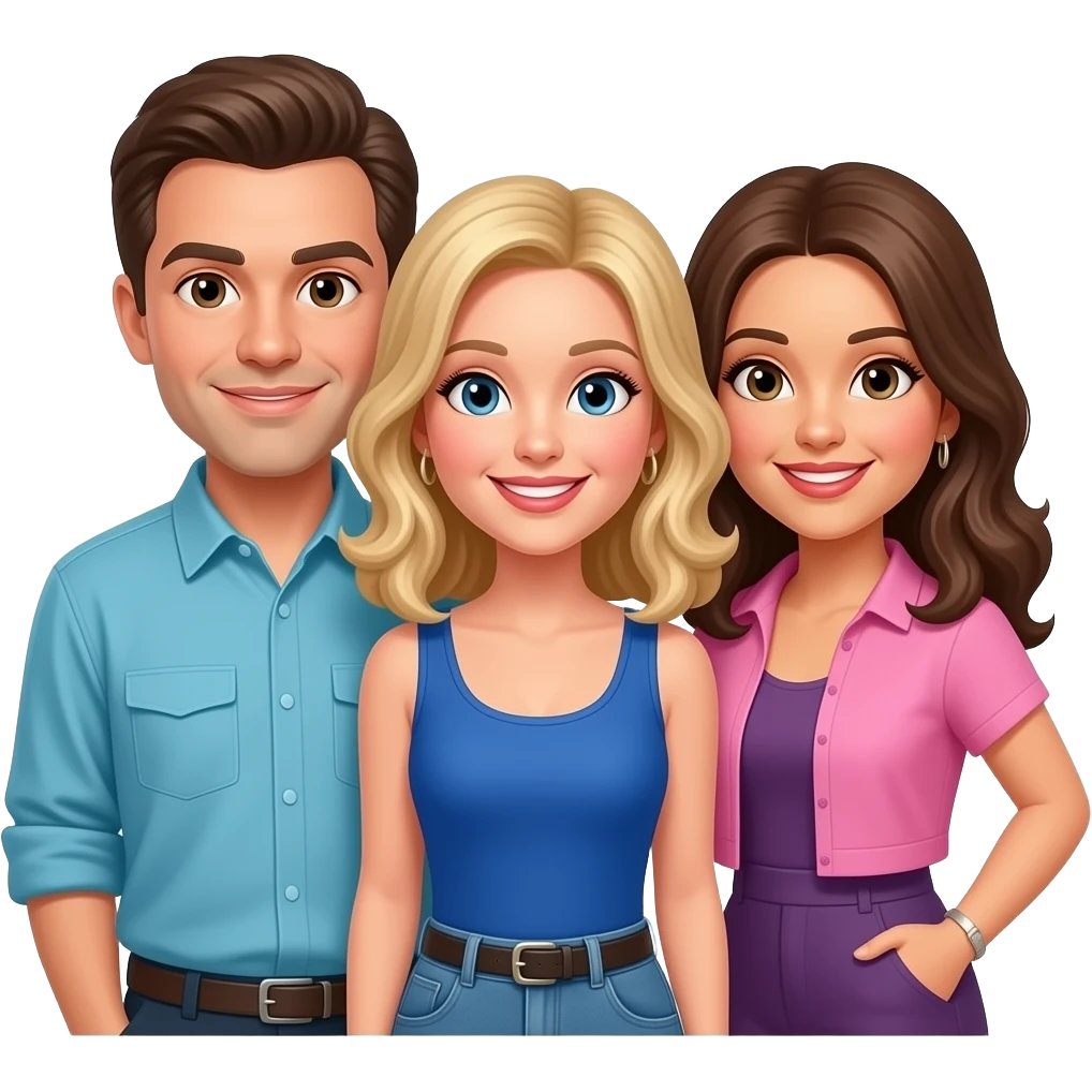 Jack, chrissy, and Janet from Three's Companycharacters celebrating emoji