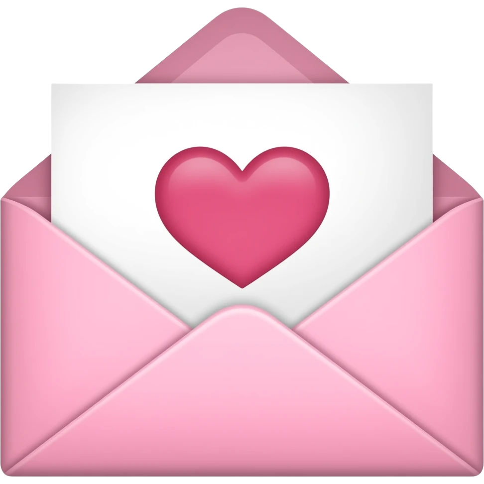 розовые конверты милые открытый с запиской сердечком emoji