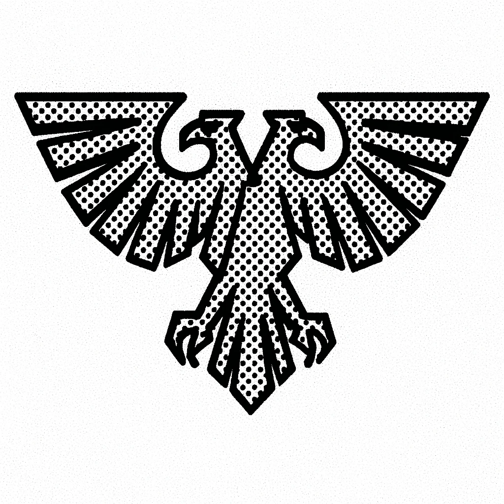 Warhammer 40k Aquila, stylized, black and gold, sharp lines emoji