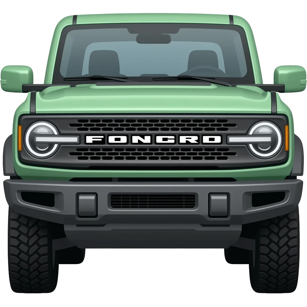 Make the hair grey an change to ford bronco marsh colorFord Bronco in a garage emoji