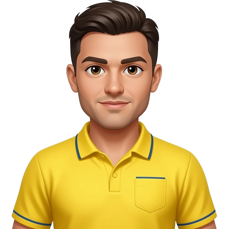 cricket player in yellow jersy half emoji
