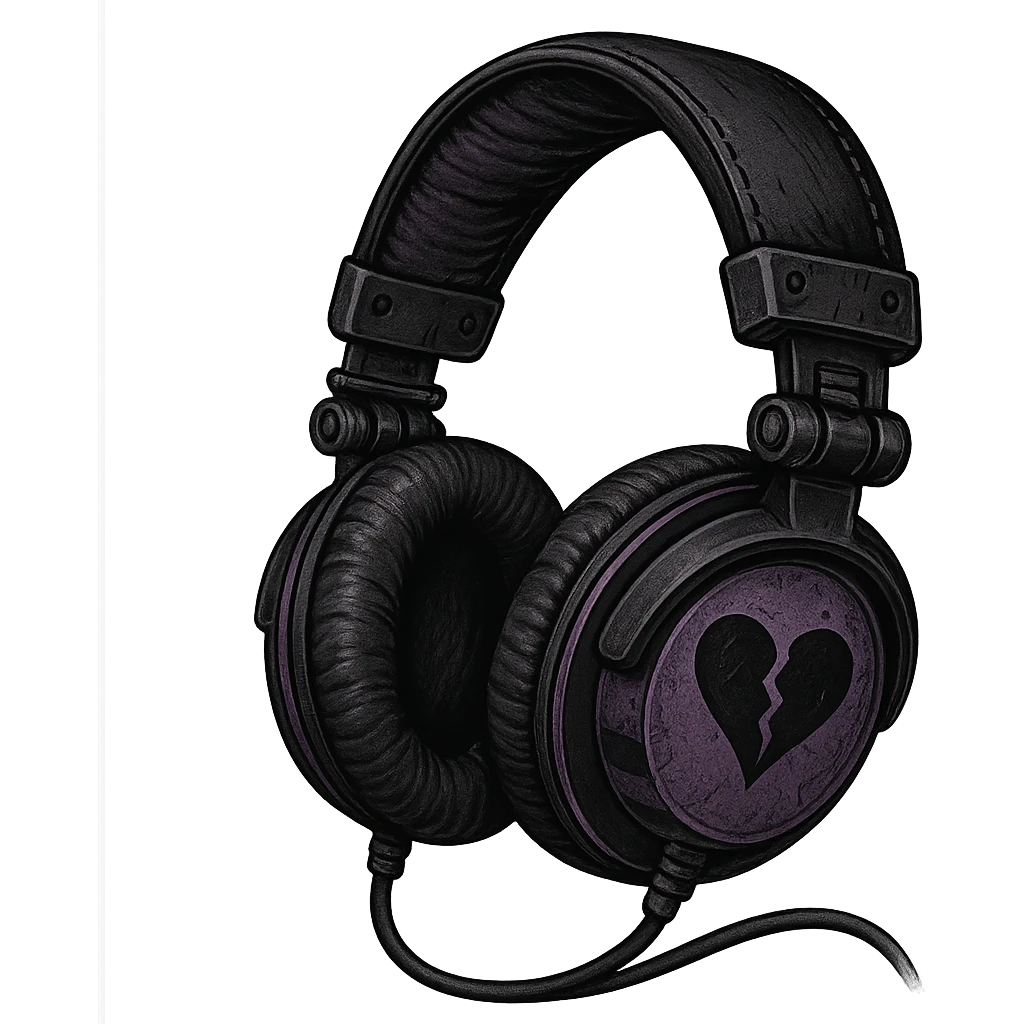 emo headphones, black and purple, no background emoji