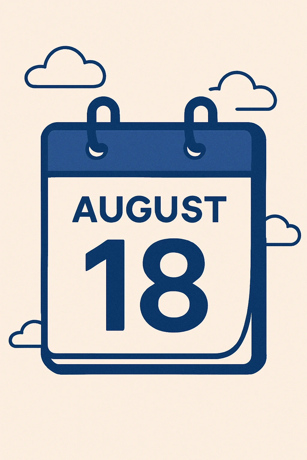 minimalist calendar block, date August 18, clean design emoji