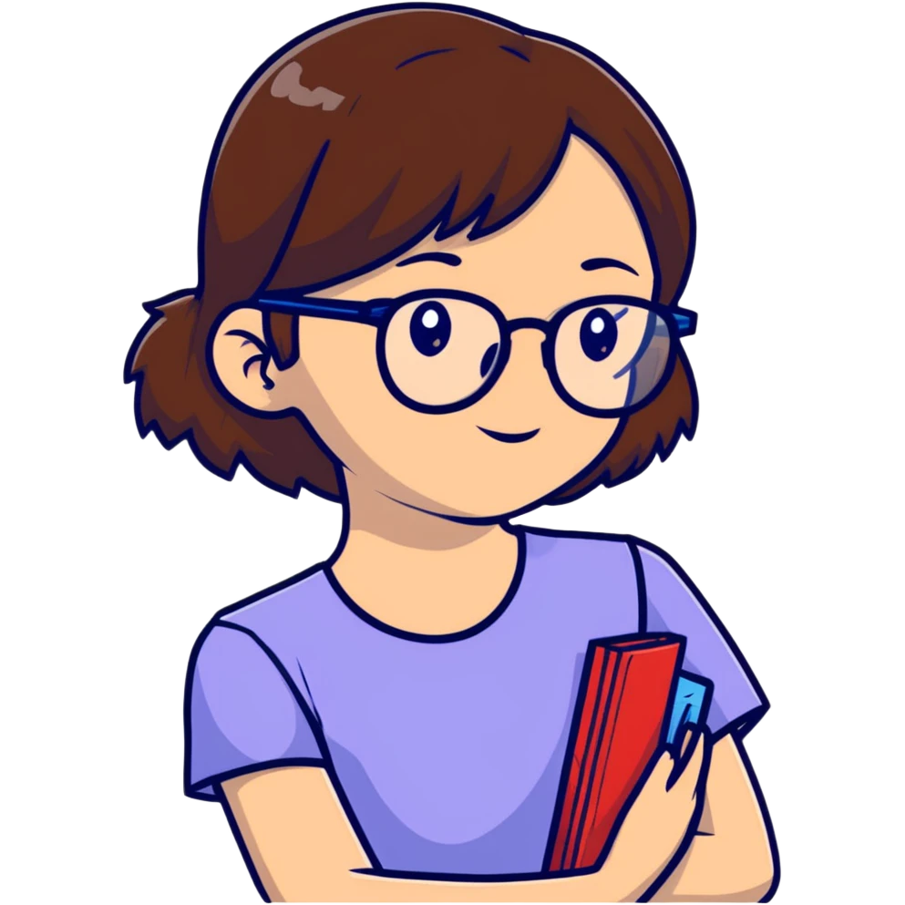 Girl with brown hair and glasees  emoji