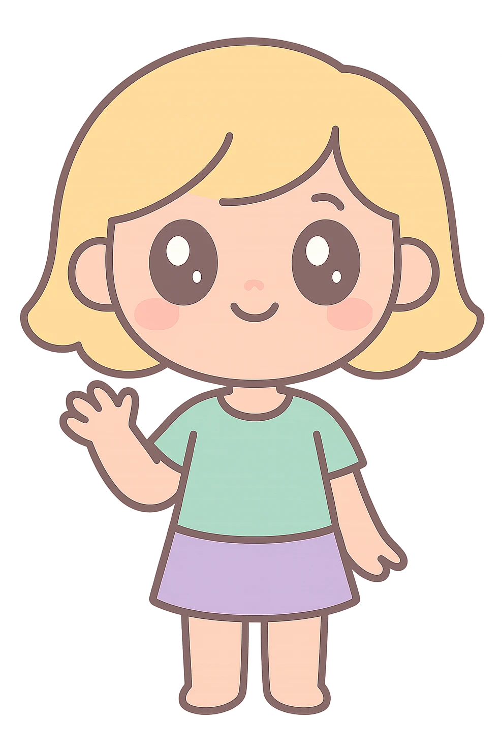 illustration of a blonde girl with short hair, character illustration style emoji