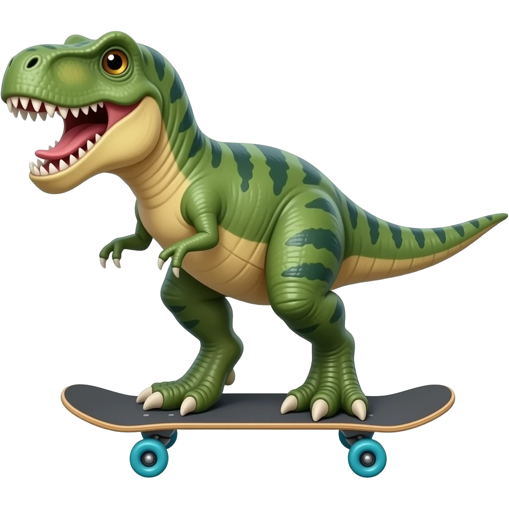 Dinosaur on a skateboard emoji