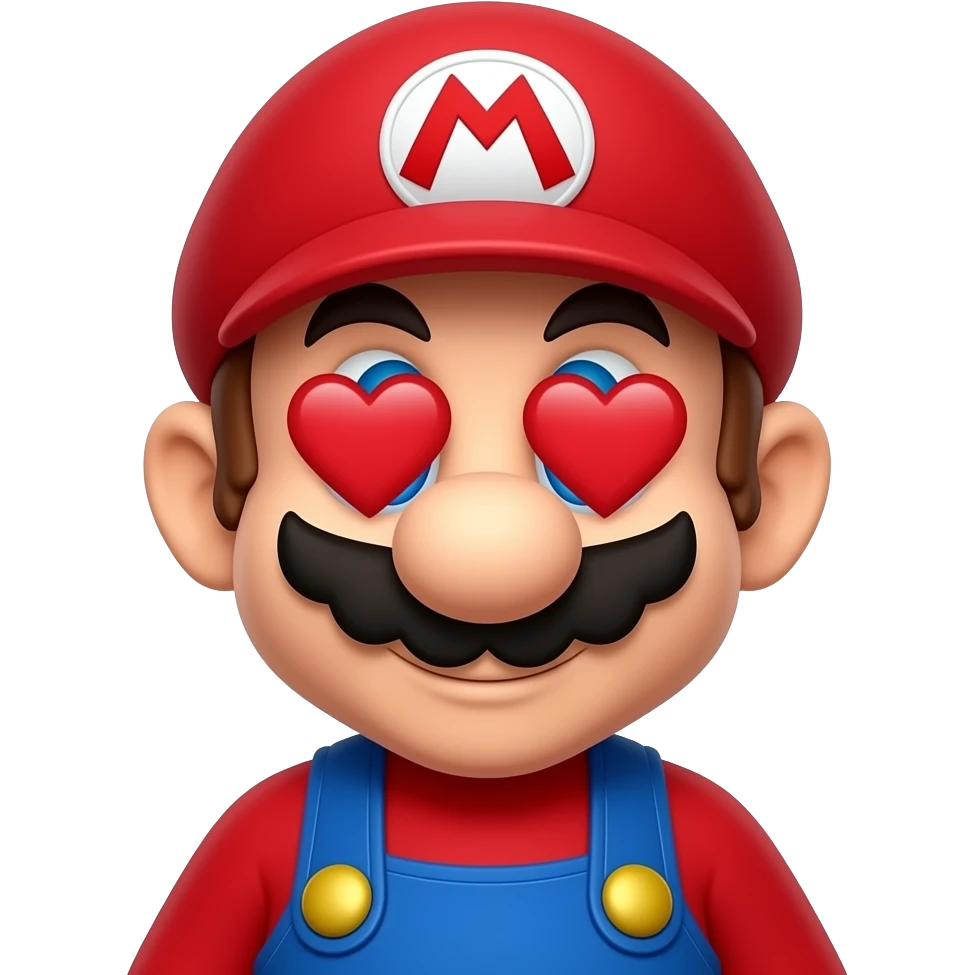 Mario emoji but replace his eyes with heart eyes emoji