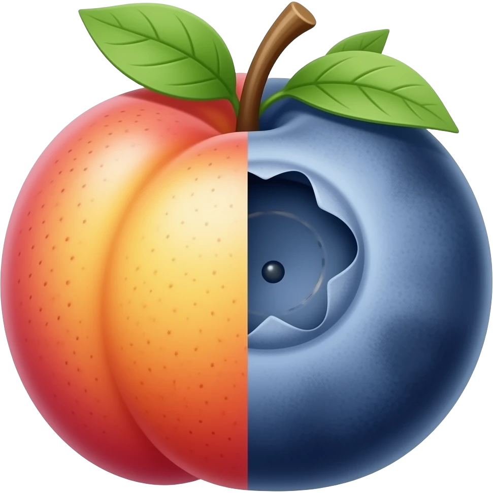 Blueberry and grapes and peach combined  into one fruit emoji