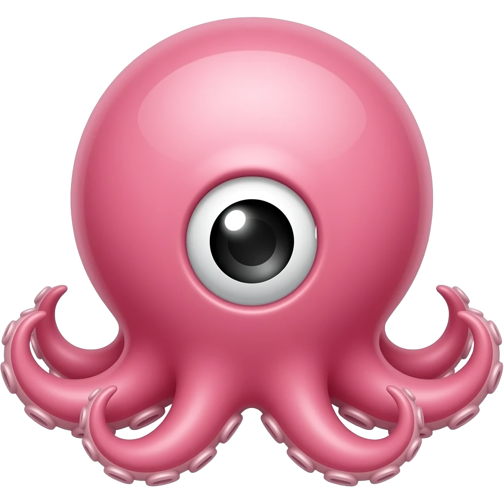 Un pulpo con un ojo en el centro y rosa emoji