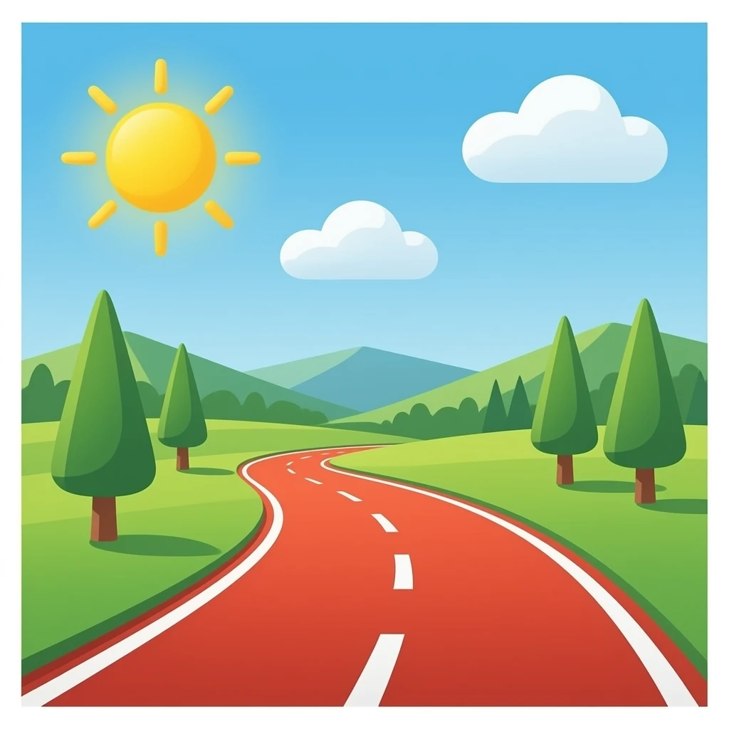 Vuelta curvada en la carretera de color rojo emoji