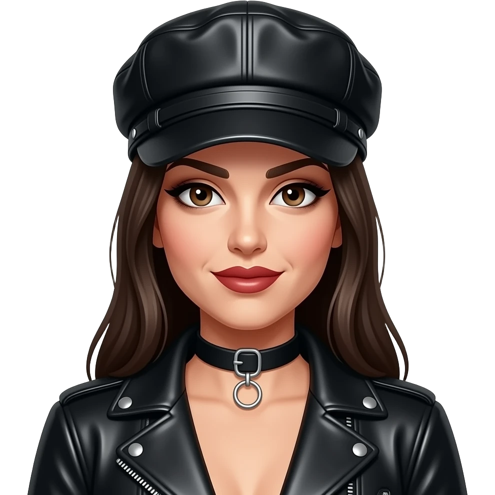 a leather Dom black leather cap and leather jacket emoji