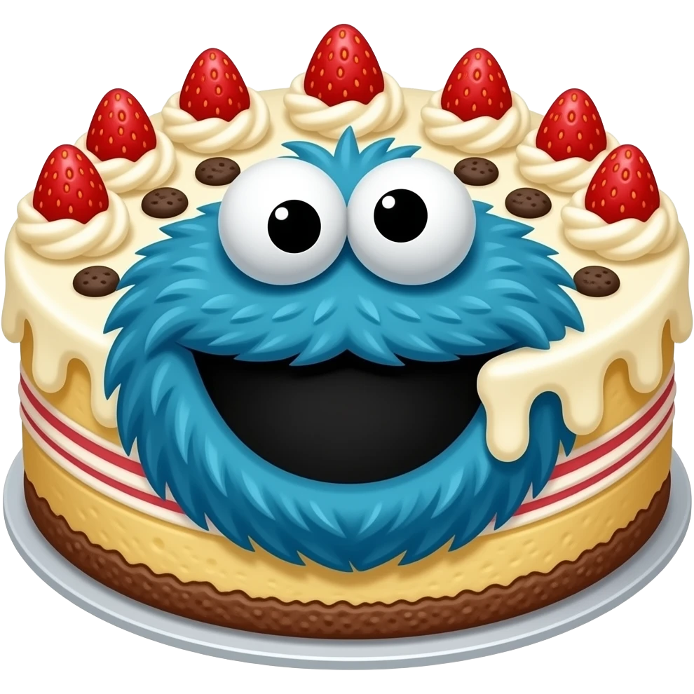 Boyfriend as a cheesecake monster similar to a cookie monster emoji