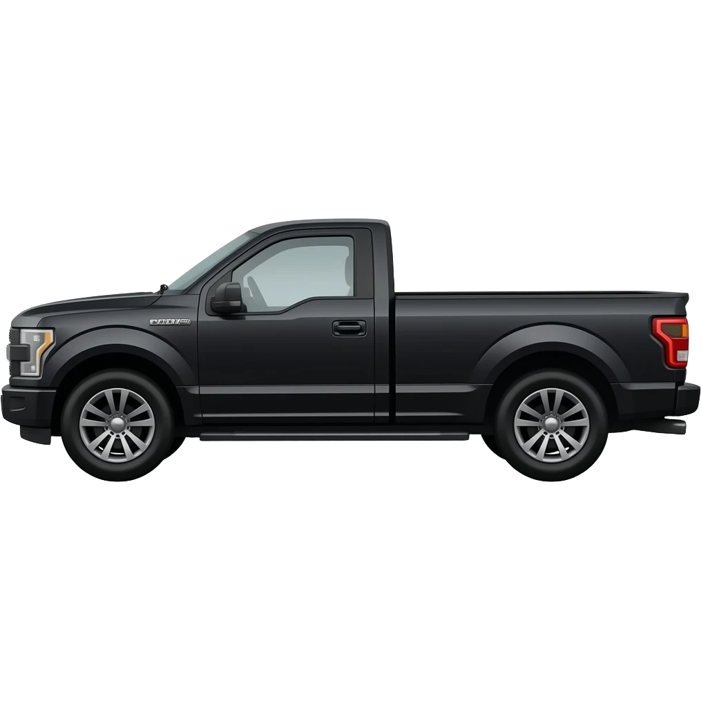 side angle ford f-150 2 door short bed black 2025 non cartoony emoji