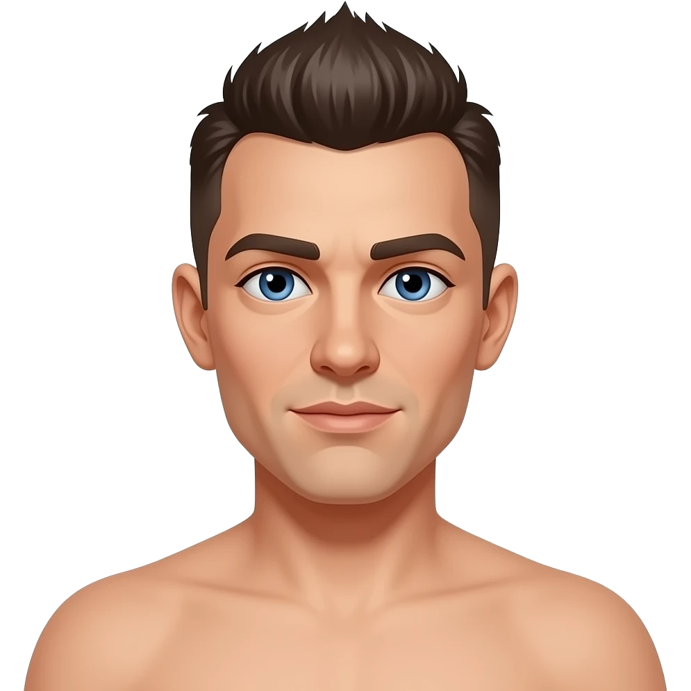 50's man skinhead mohawk and blue small eyes and more broad shoulder emoji