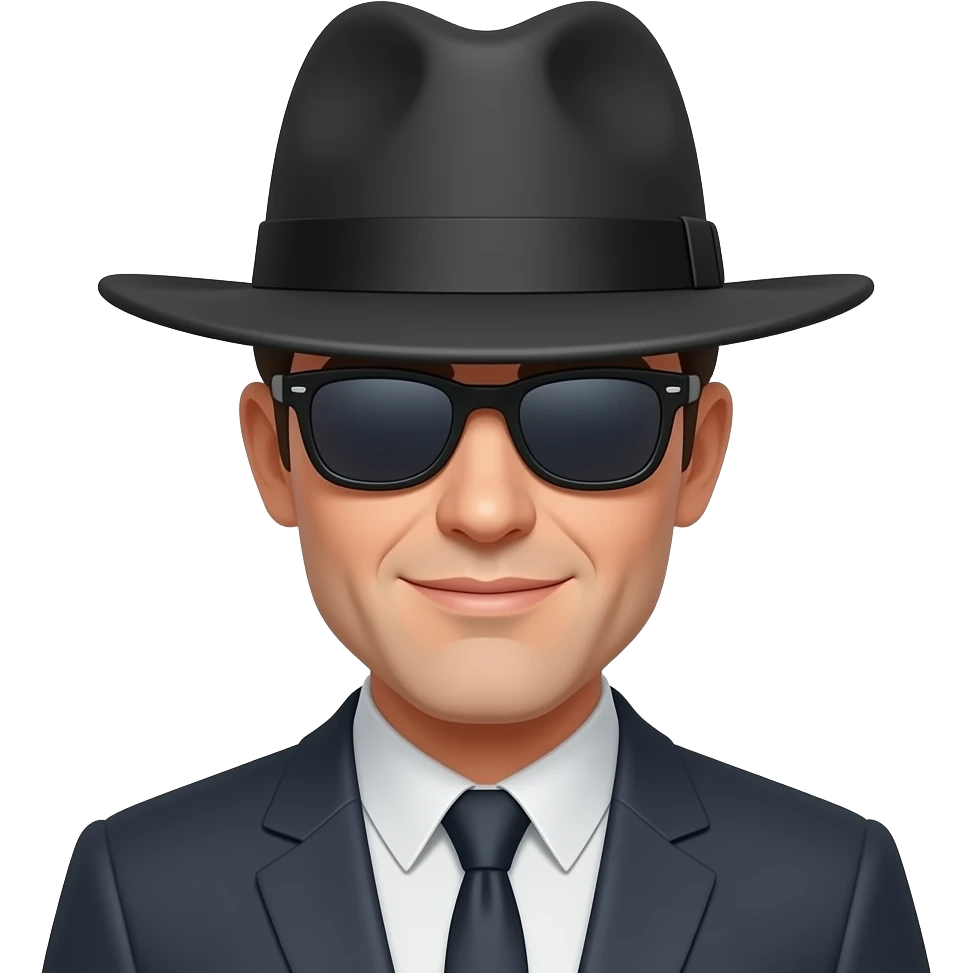 mann mit hut und hut verbirgt augen emoji