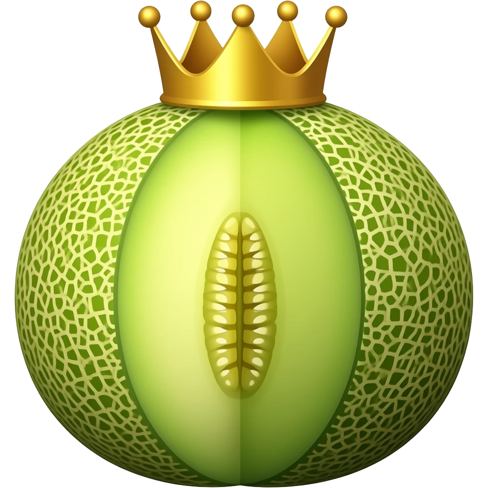 Kral taçlı yeşile kayan sarı kavun emoji