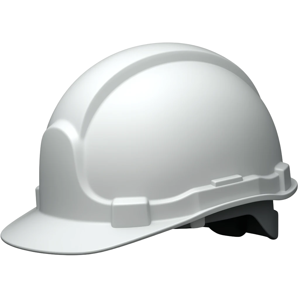white construction safety helmet, sideways, plain middle emoji