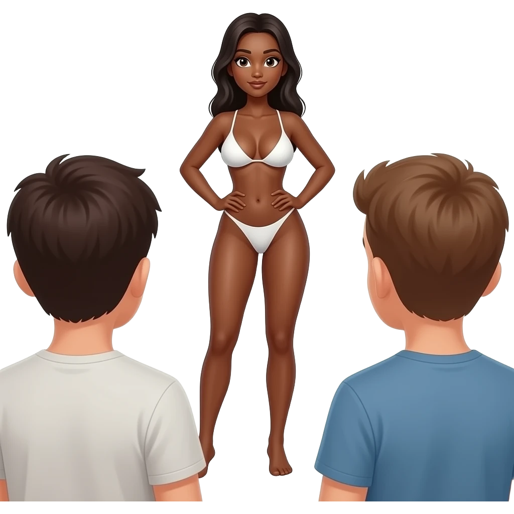 Naked black  tall girl with big boobs and tits and thighs standing infront of boys emoji