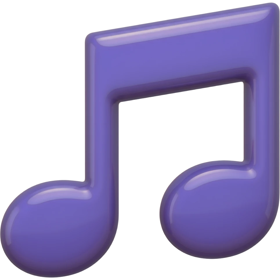 crea una nota musical de colores azul fuscia y morado emoji