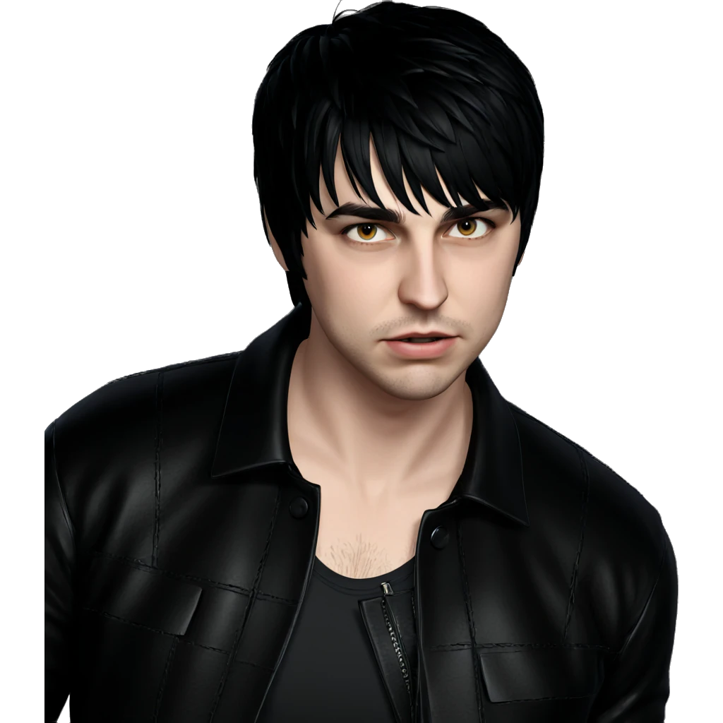 black haired boy in leather emoji