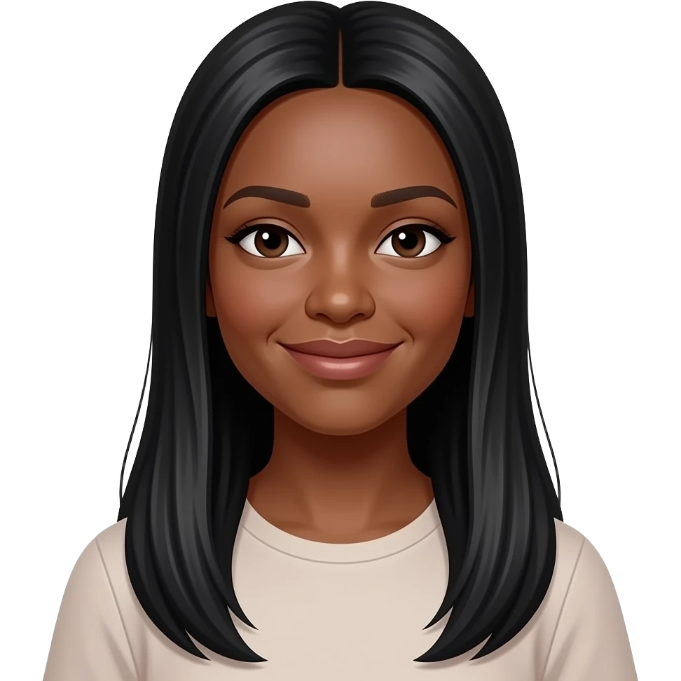 African American woman with long straight black hair emoji