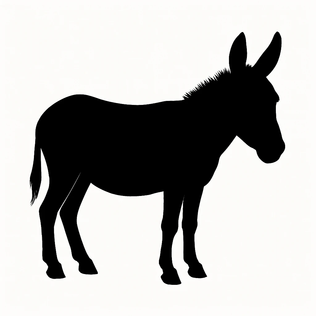 Donkey black silhouette white background emoji