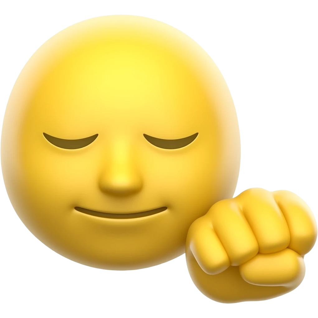 yellow face emoji with a balled hand next to the face and eyes closed down emoji