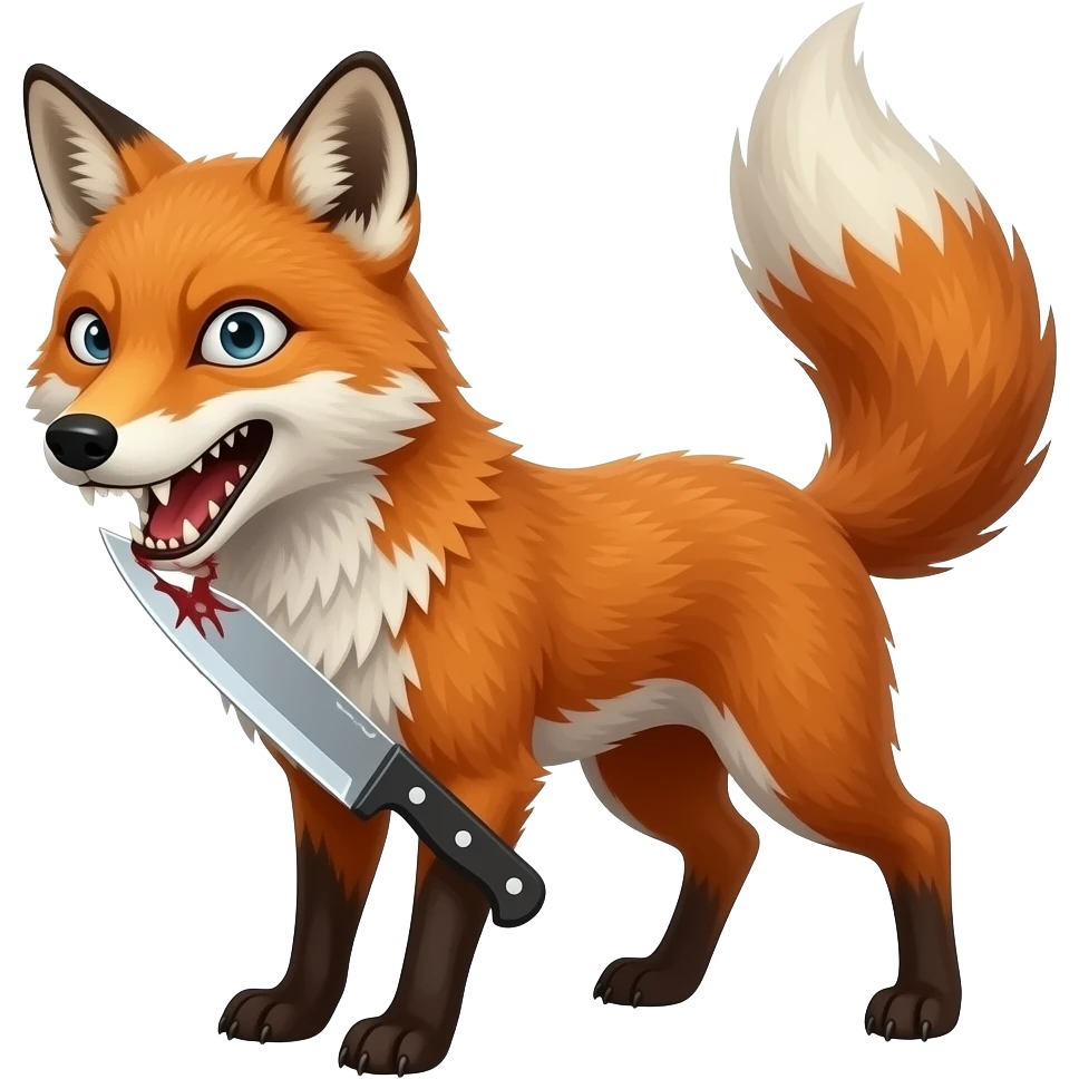 Scary Fox stabbing with knife emoji