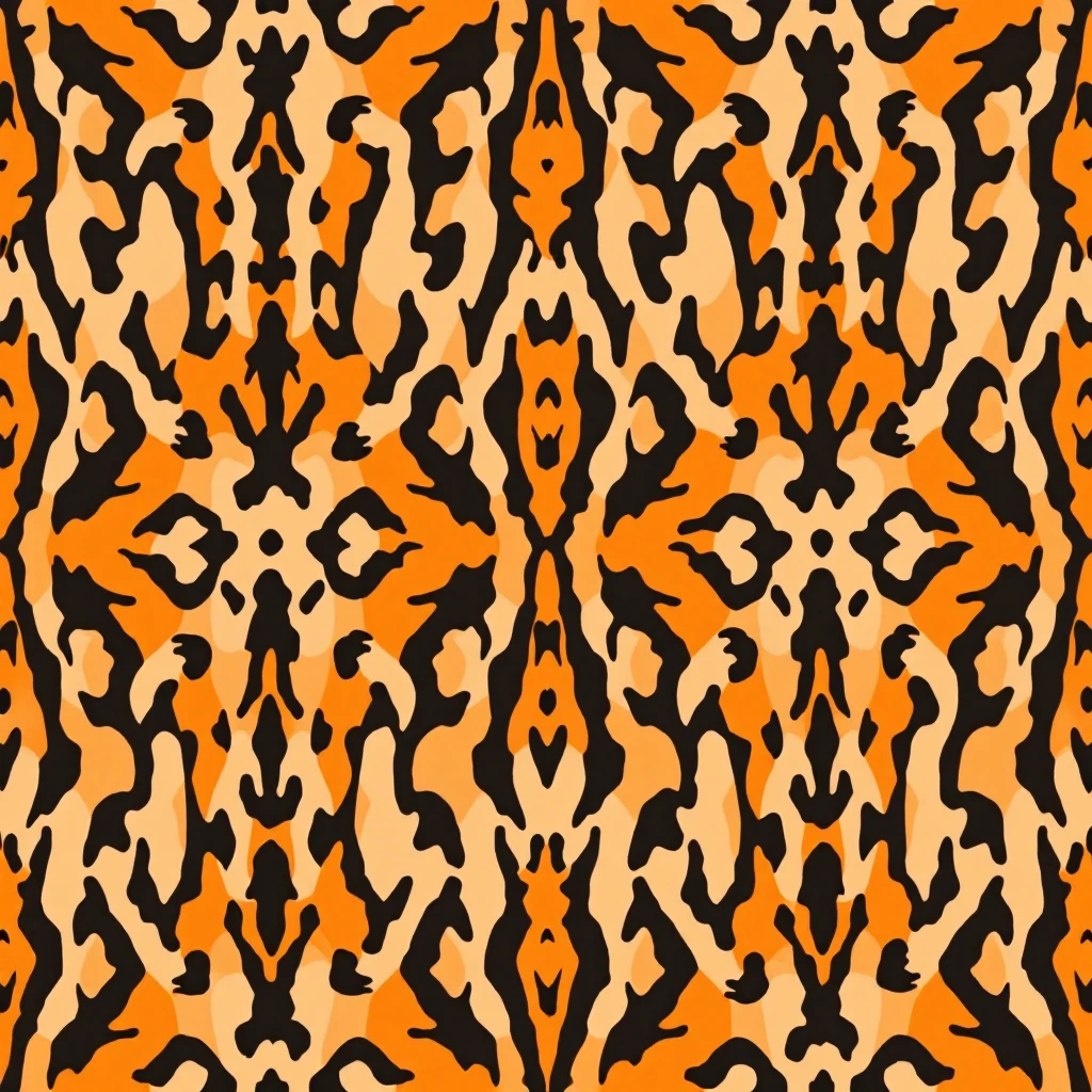 tiger print pattern in autumn colors, orange brown beige palette, abstract seamless texture, bold stylish background emoji