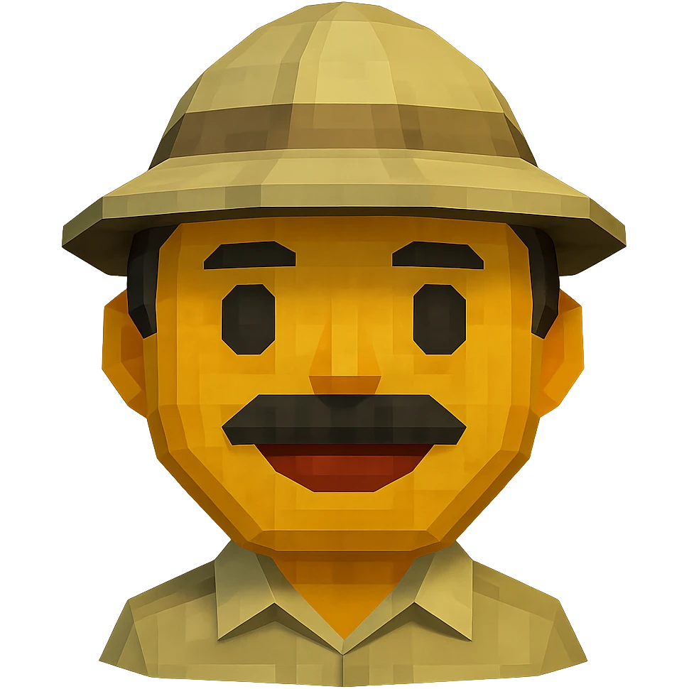 Create a realistic emoji character named Master Hunt. Hexagon shape, Helmet, The background should be transparent , for positive work culture. emoji