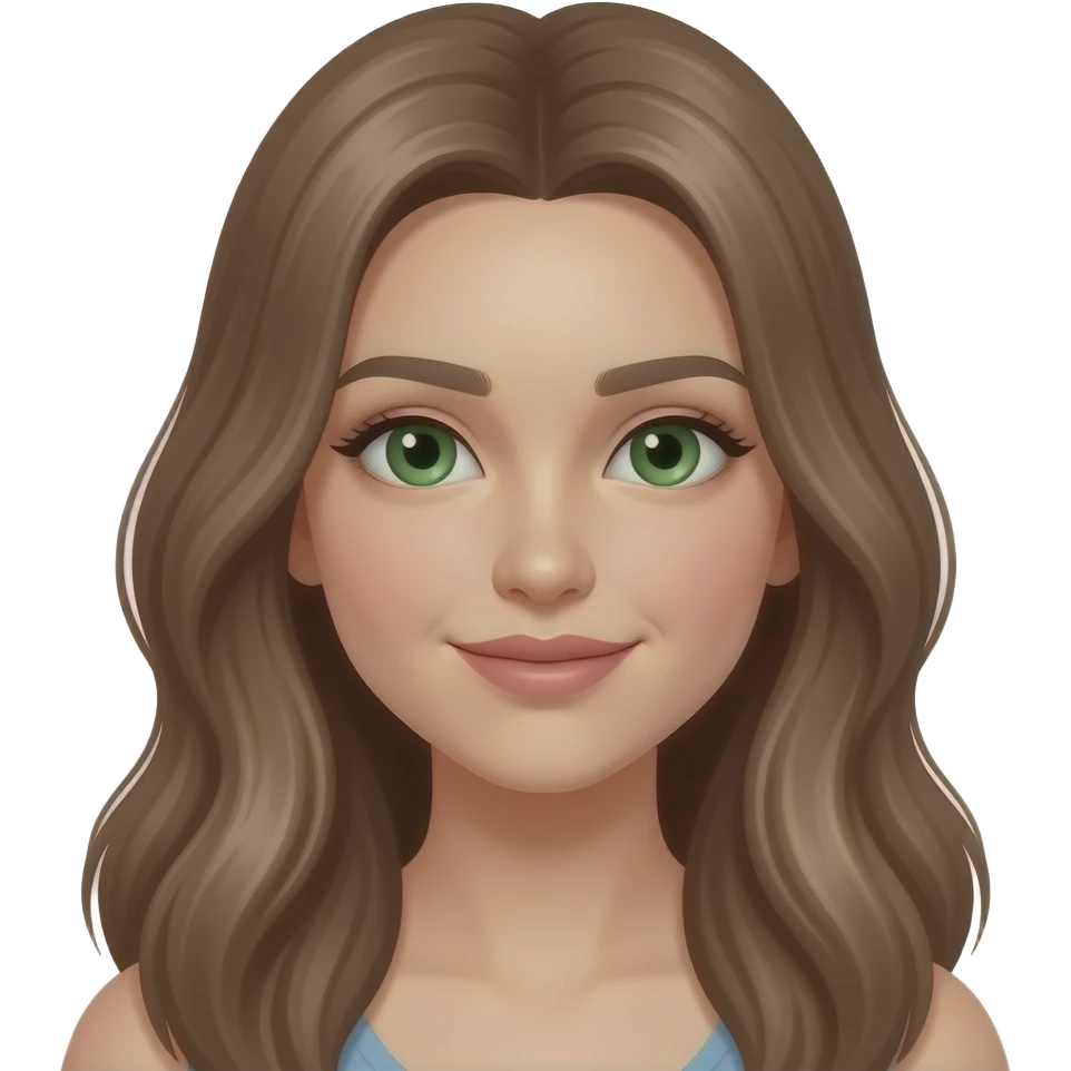 cheveux brun pale long   yeux vert emoji