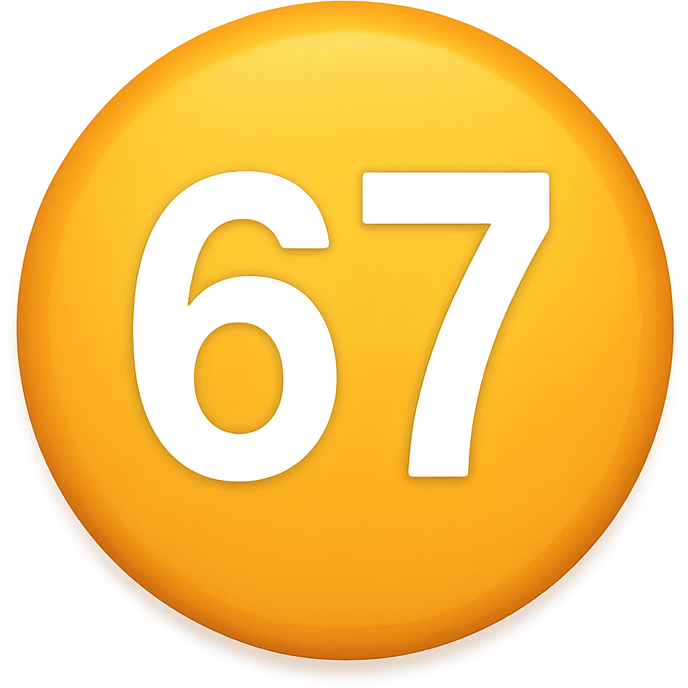 circle emoji that says "67" emoji