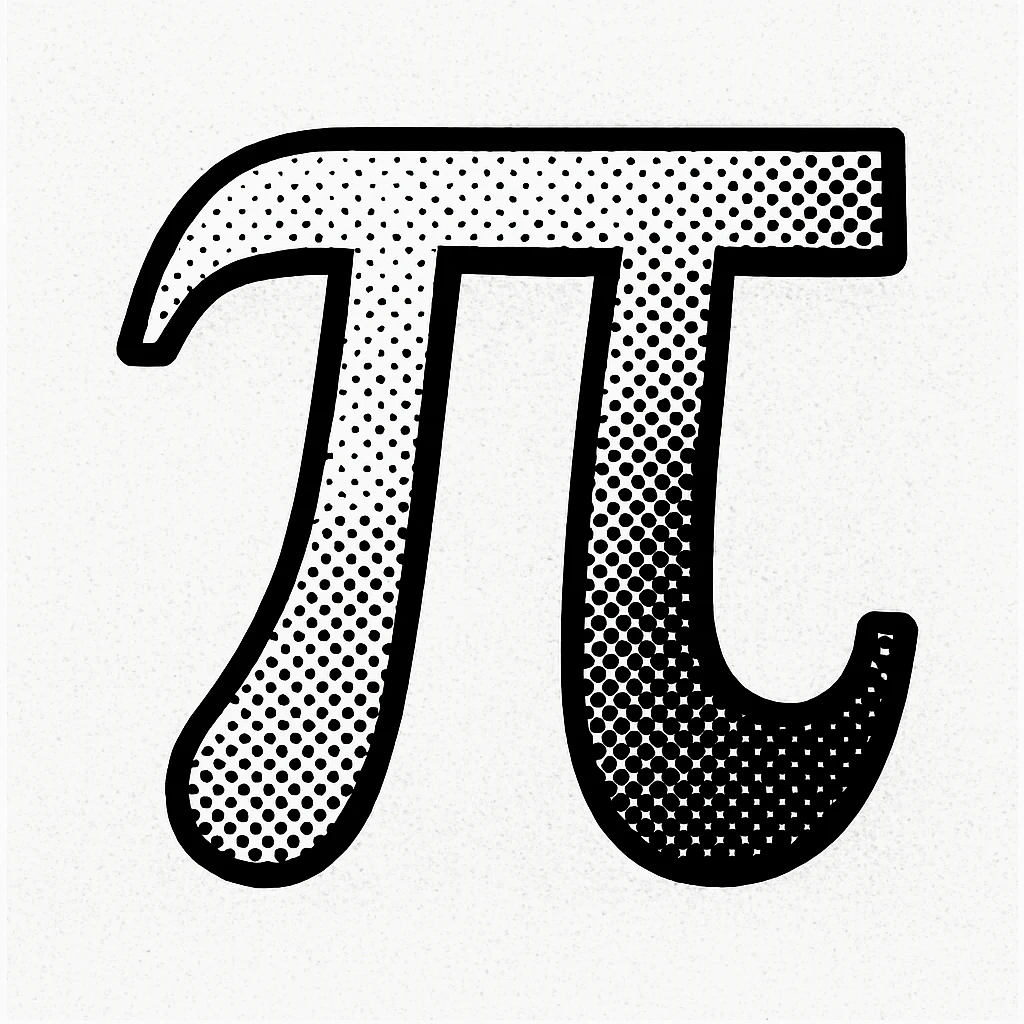 black and white halftone version of the pi (π) symbol, minimalist and clean emoji