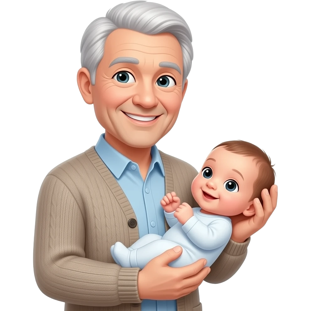 Grandfather holding a baby in his arms emoji