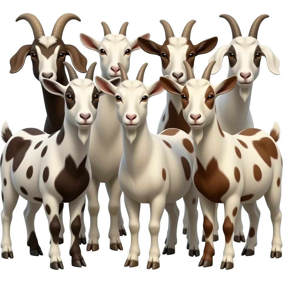 hazme siete cabritas juntas con manchas marrones realistas emoji