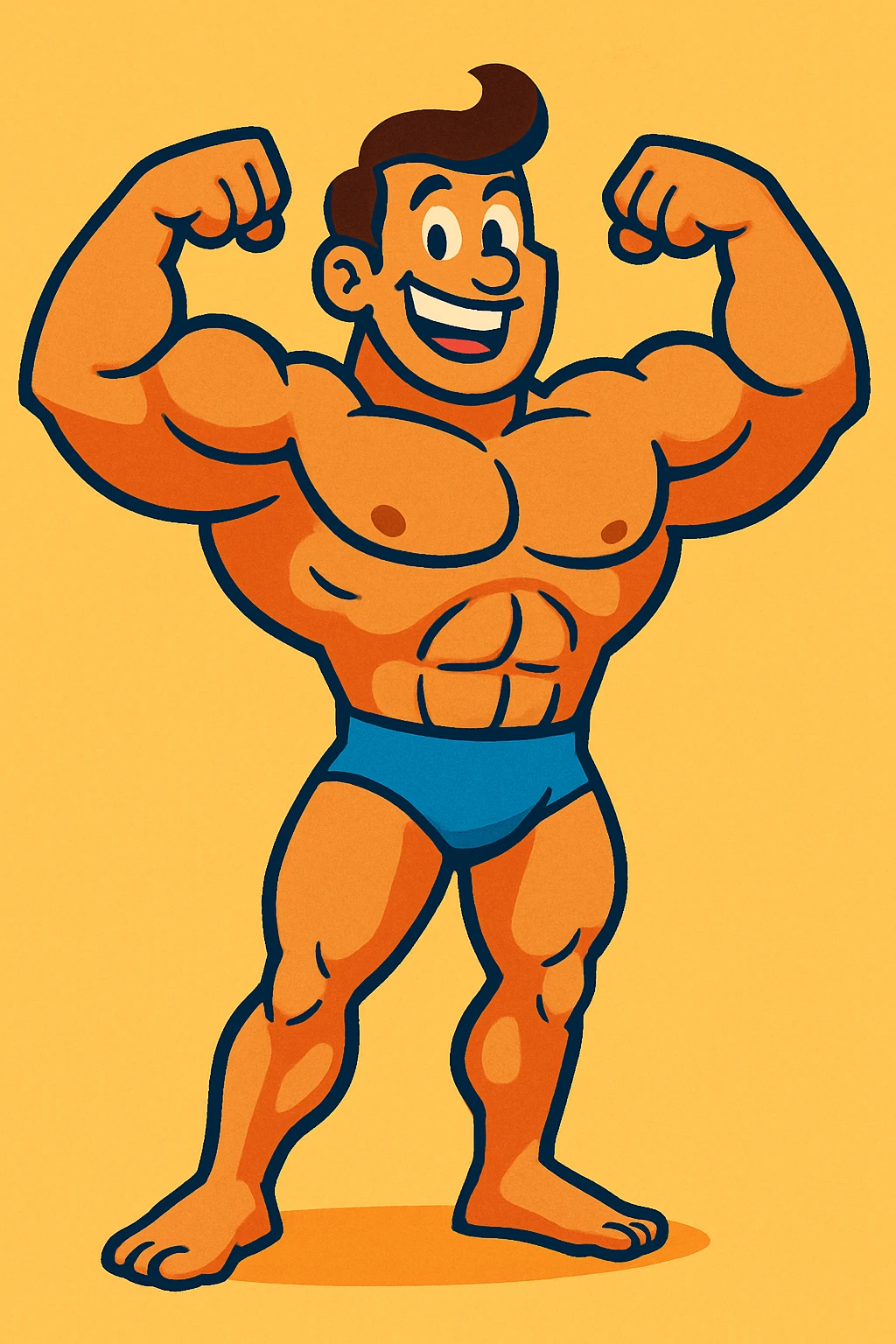 muscle man, vibrant cartoon style emoji