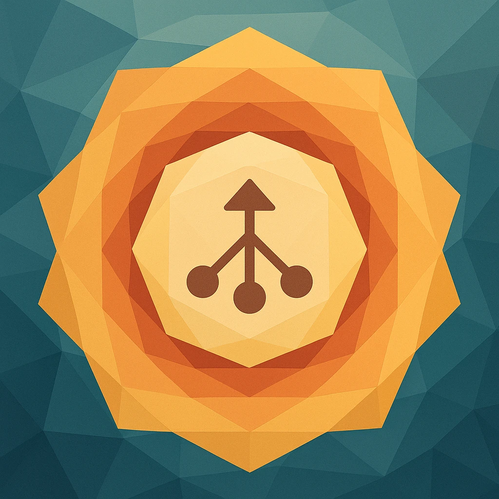 symbole représentant la centralisation, style abstrait, formes géométriques centrées, plusieurs polygones imbriqués, style polygonal emoji