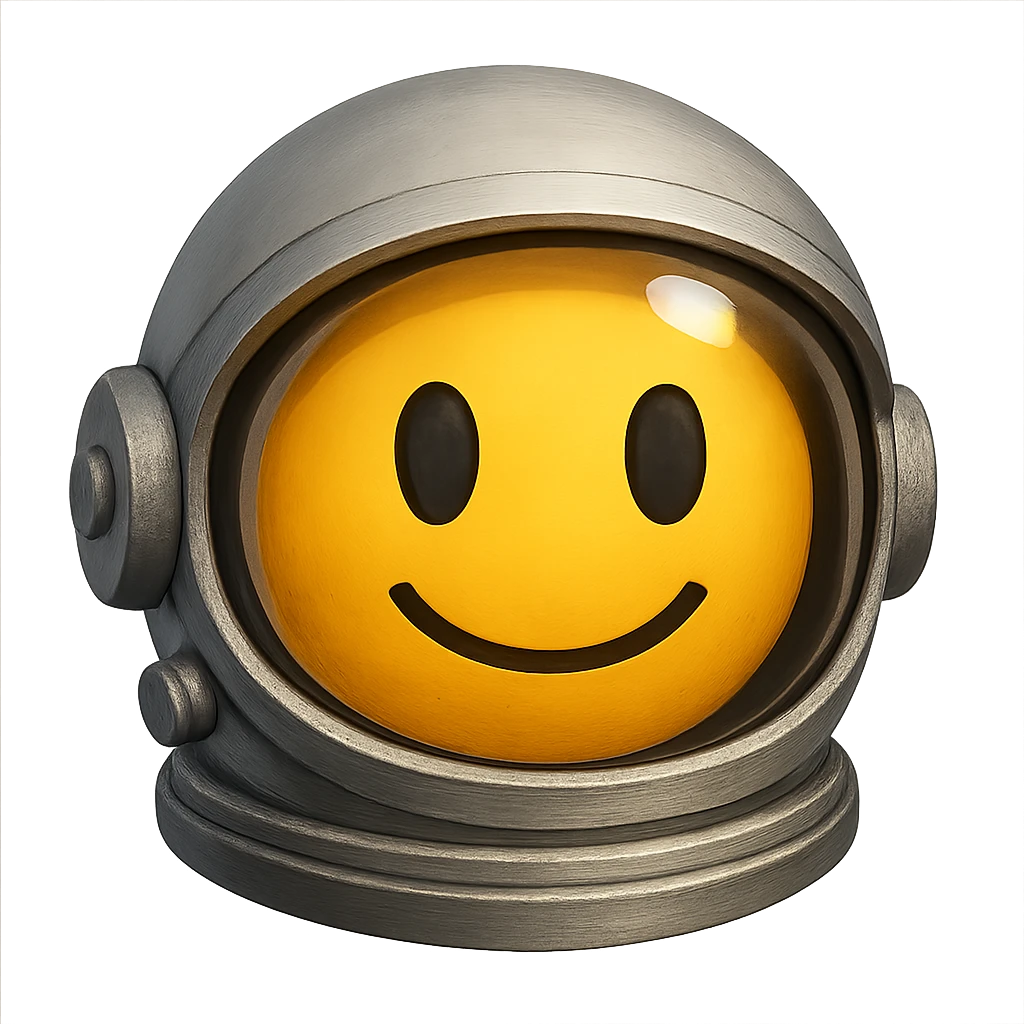 yellow face with silver astronaut helmet emoji, digital illustration emoji