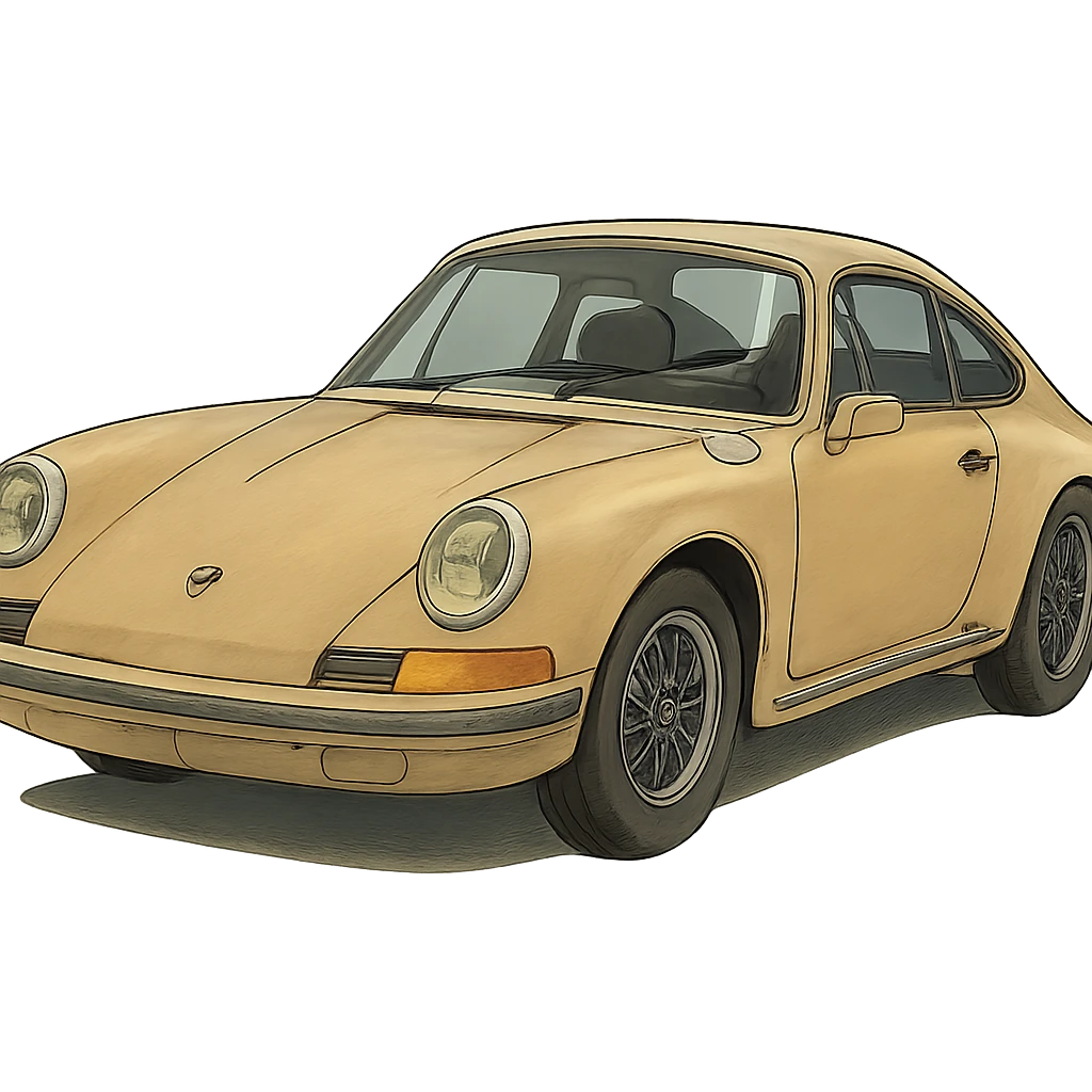 ghibli style old Porsche car emoji