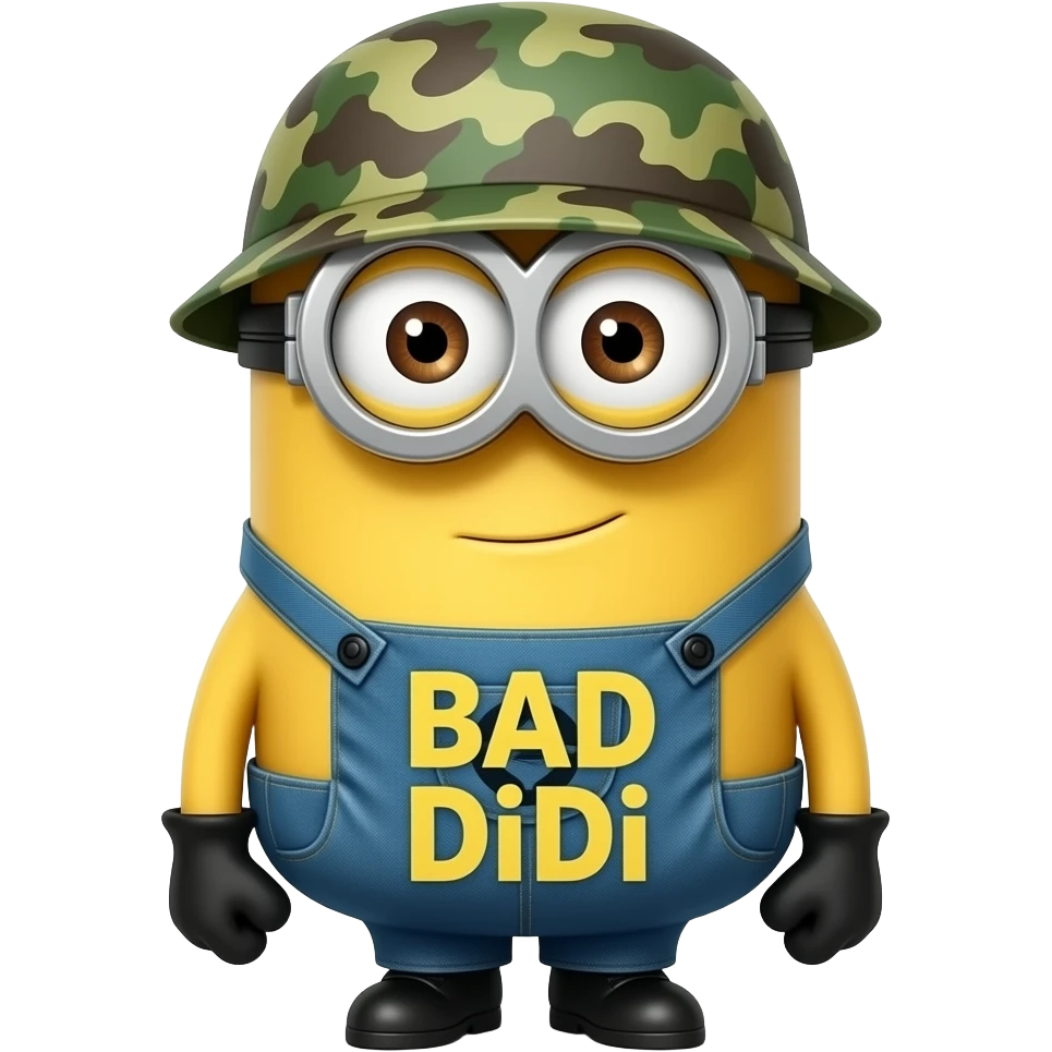 Mad Minion in army uniform text BAD DiDi emoji